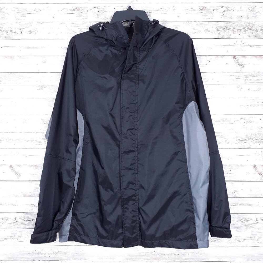 Lightning Creek Mens Windbreaker L Jacket Black Gray 185A